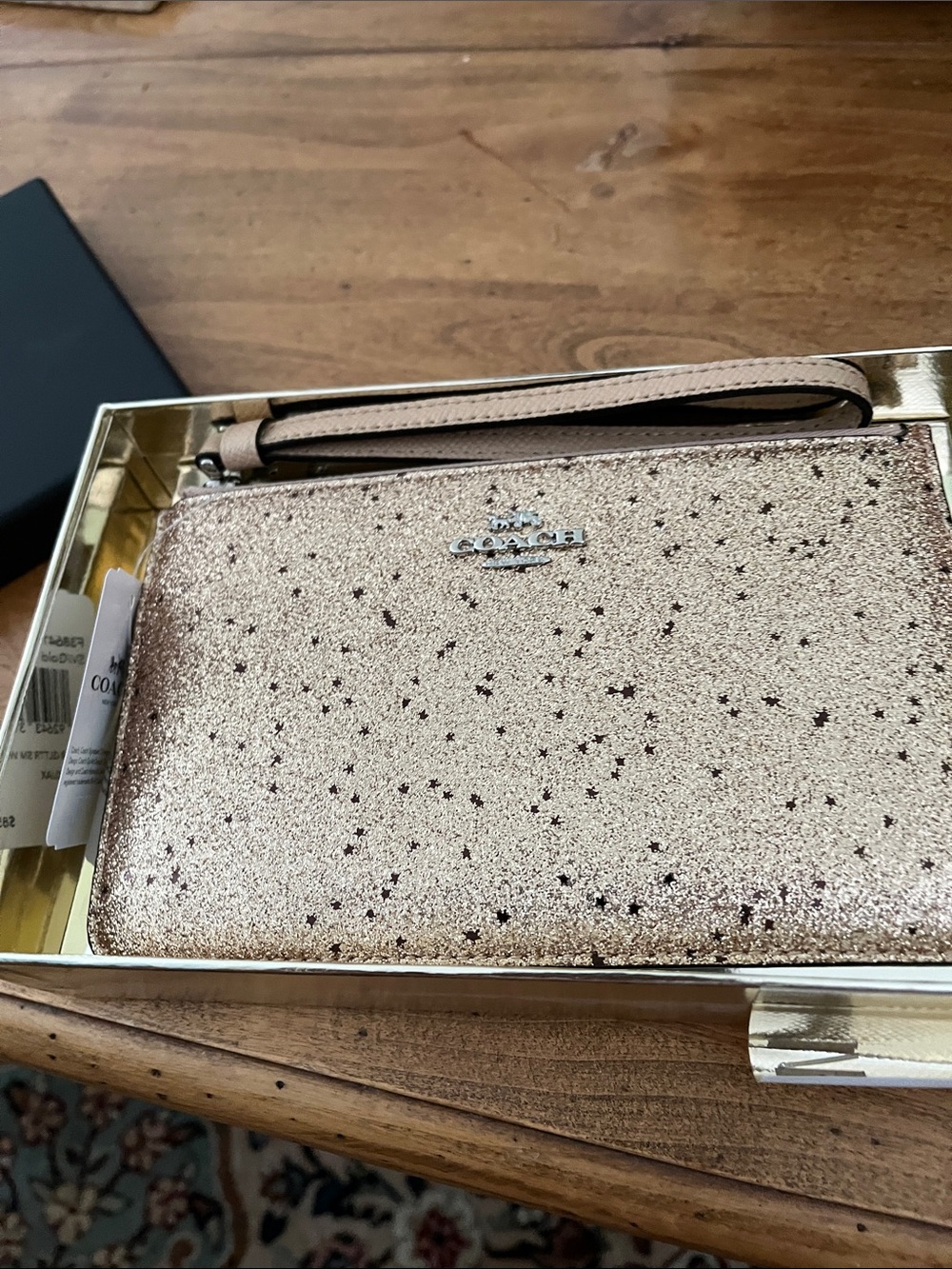 Coach Rose Gold Star Glitter Wristlet